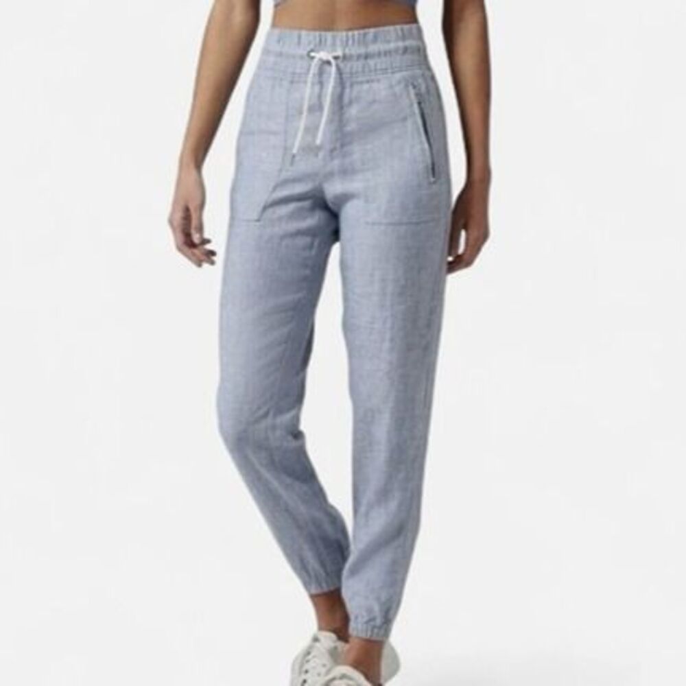 NWT Athleta Cabo Linen Jogger size 14P Chambray Blue